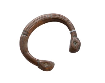 Antique African Copper Alloy Snake Cuff Bracelet