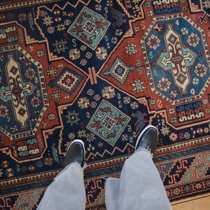 4.5x7 Vintage Indian Caucasian Design Rug