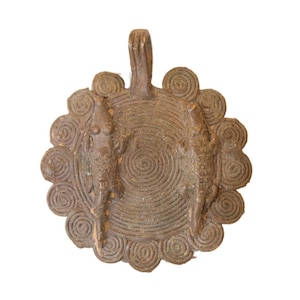 Vintage African Large Bronze Crocodile Medallion