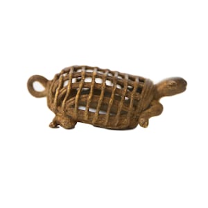 Vintage African Large Bronze Mesh Design Turtle Pendant