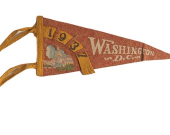 Vintage 1937 Washington D.C. Felt Flag Pennant