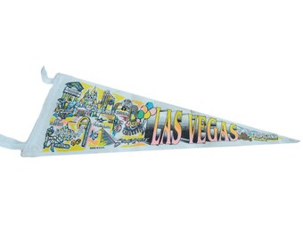 Fanion Vintage Las Vegas Années 60 - Hôtels Et Casinos Du Strip - Taille 12x5 Pouces - Occasion