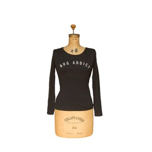 Women&#39;s Black Block Letter Fine Long Sleeve T-Shirt
