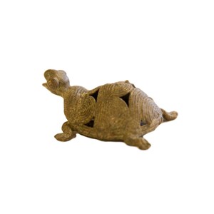 Vintage African Large Oxidized Bronze Wire Design Turtle Pendant