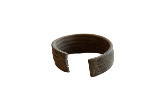 Antique African Bronze Stripe Design Cuff Bracelet