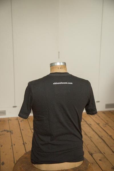 Men's Charcoal Retro Letter Fine Crew T-shirt (contrast