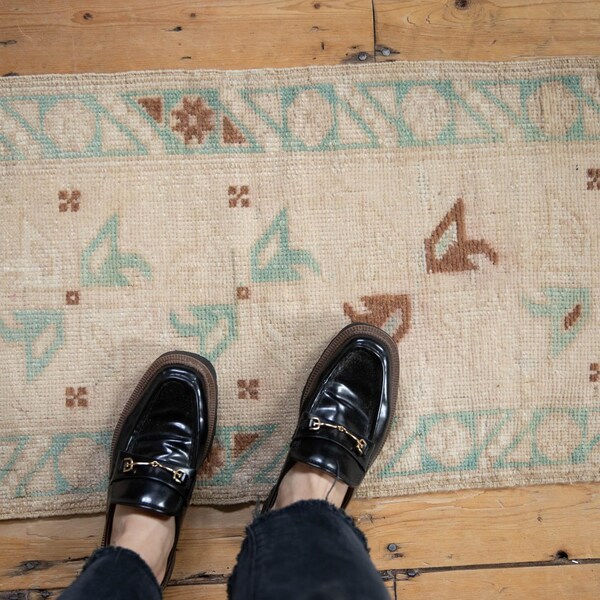 1.5x4 Vintage Distressed Oushak Rug Mat Runner