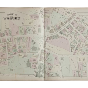 Antique Woburn Massachusetts Atlas Map Plate C