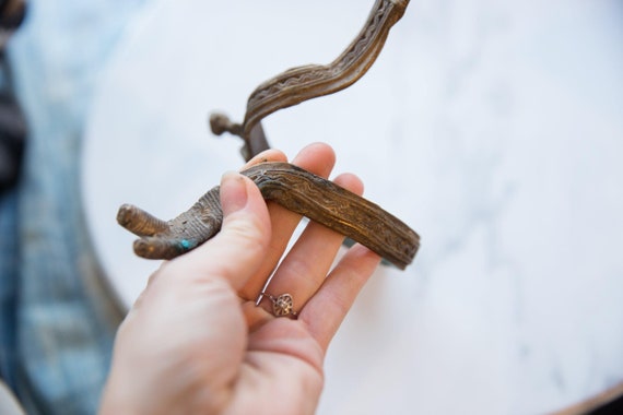 Vintage African Bronze Snake Arm Cuff with Rider - image 4