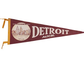 Detroit Michigan Felt Flag Pennant