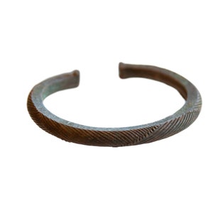 Antique African Copper Cuff Bracelet with Geometric Detailing