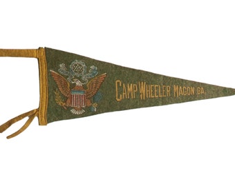 Vintage Camp Wheeler Macon GA. Felt Flag Pennant