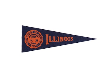 Bandera de fieltro vintage de la Universidad de Illinois