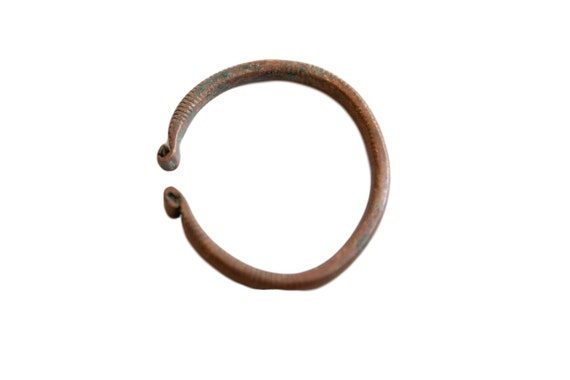 Antique African Copper Snake Bracelet Cuff - image 1