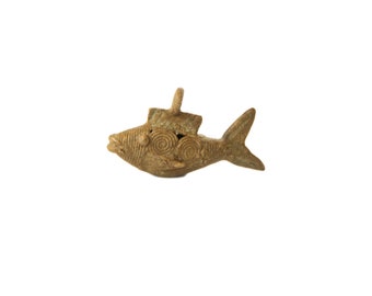 Vintage African Bronze Wire Design Fish Pendant