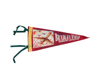 Vintage Bradley Field Windsor Locks CT Felt Flag
