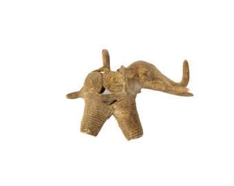 Vintage African Oxidized Bronze Wire Design Elephant Pendant