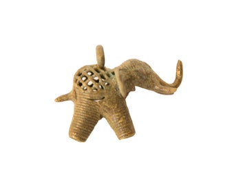 Vintage African Bronze Mesh Design Elephant Pendant