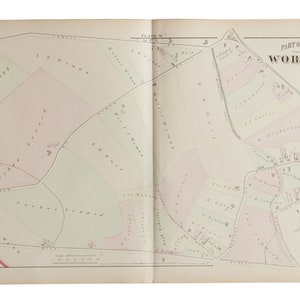 Antique Woburn Massachusetts Atlas Map Plate M