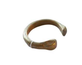 Antique African Bronze Snake Cuff Bracelet with Golden Patina