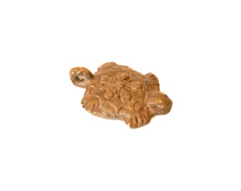 Vintage African Bronze Flower Backed Turtle Pendant