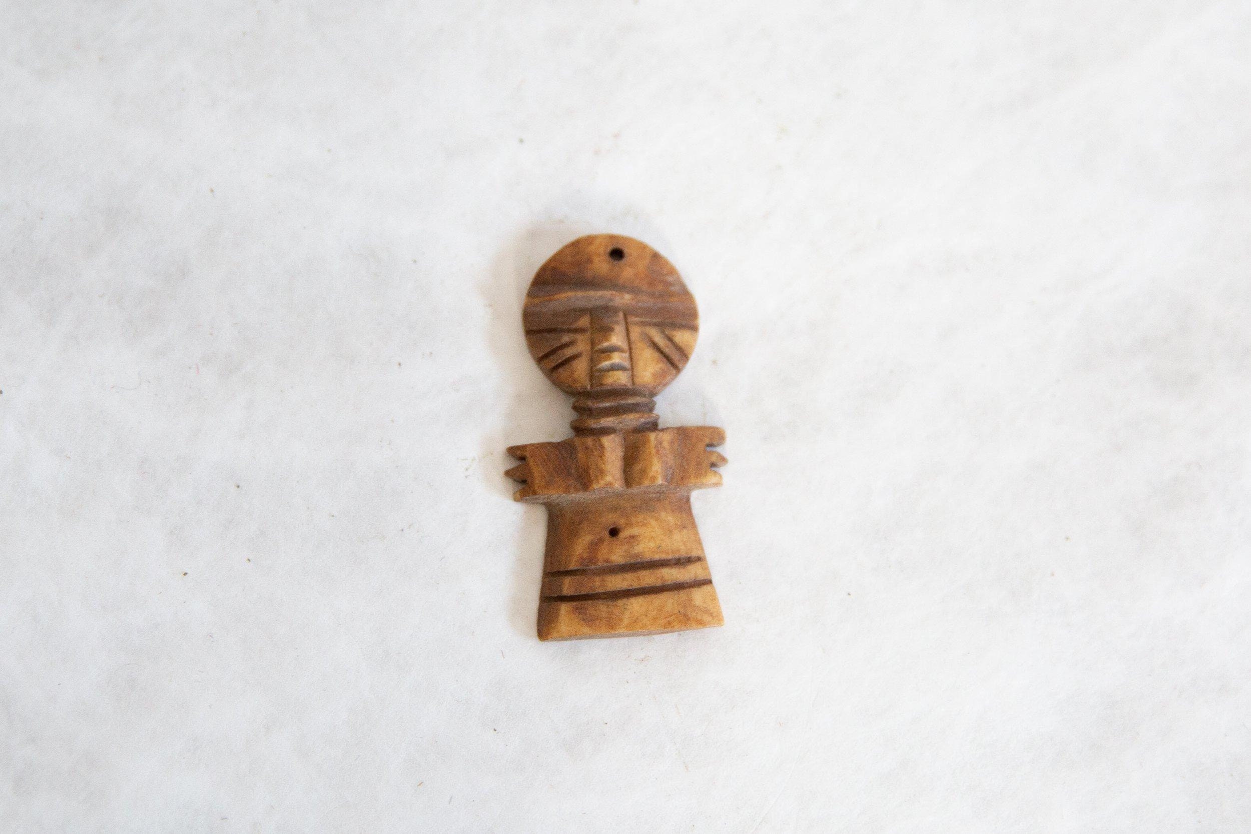 Pendentif Ancien Or 18 Carats Sculpture Bois Ethnique Afrique - Unisexe