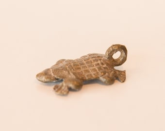Vintage African Bronze Turtle Pendant with Dusty Patina