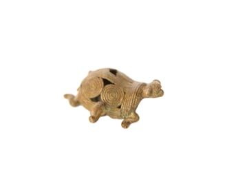Vintage African Bronze Wire Design Turtle Pendant