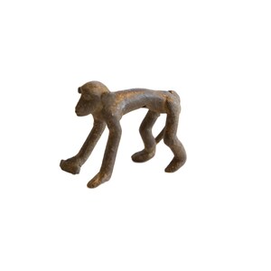 Vintage African Dark Bronze Smooth Backed Monkey with Banana