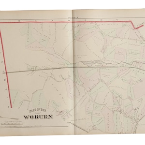 Antique Woburn Massachusetts Atlas Map Plate J