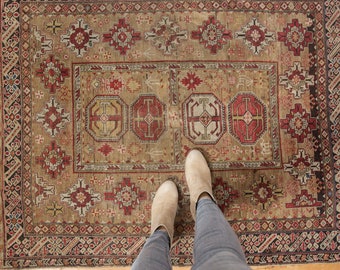 DISCOUNTED 4x4.5 Antique Caucasian Square Rug