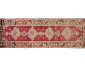 3.5x11 Vintage Distressed Oushak Rug Runner