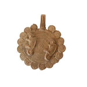Vintage African Large Bronze Chameleon Medallion