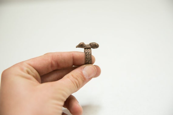 Vintage African Copper Two People Ring - image 3