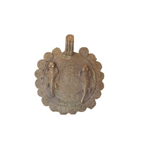 Vintage African Large Bronze Gecko Medallion