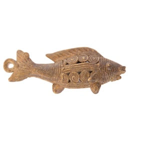 Vintage African Large Bronze Wire Design Fish Pendant