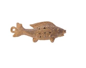 Vintage African Large Bronze Wire Design Fish Pendant