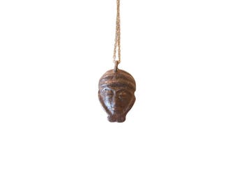 African Head Pendant Necklace