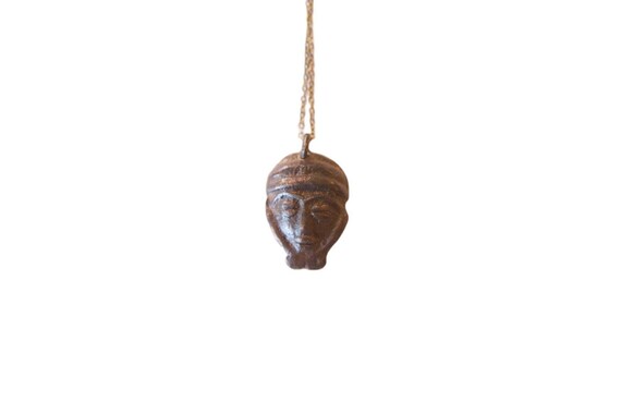 African Head Pendant Necklace - Etsy