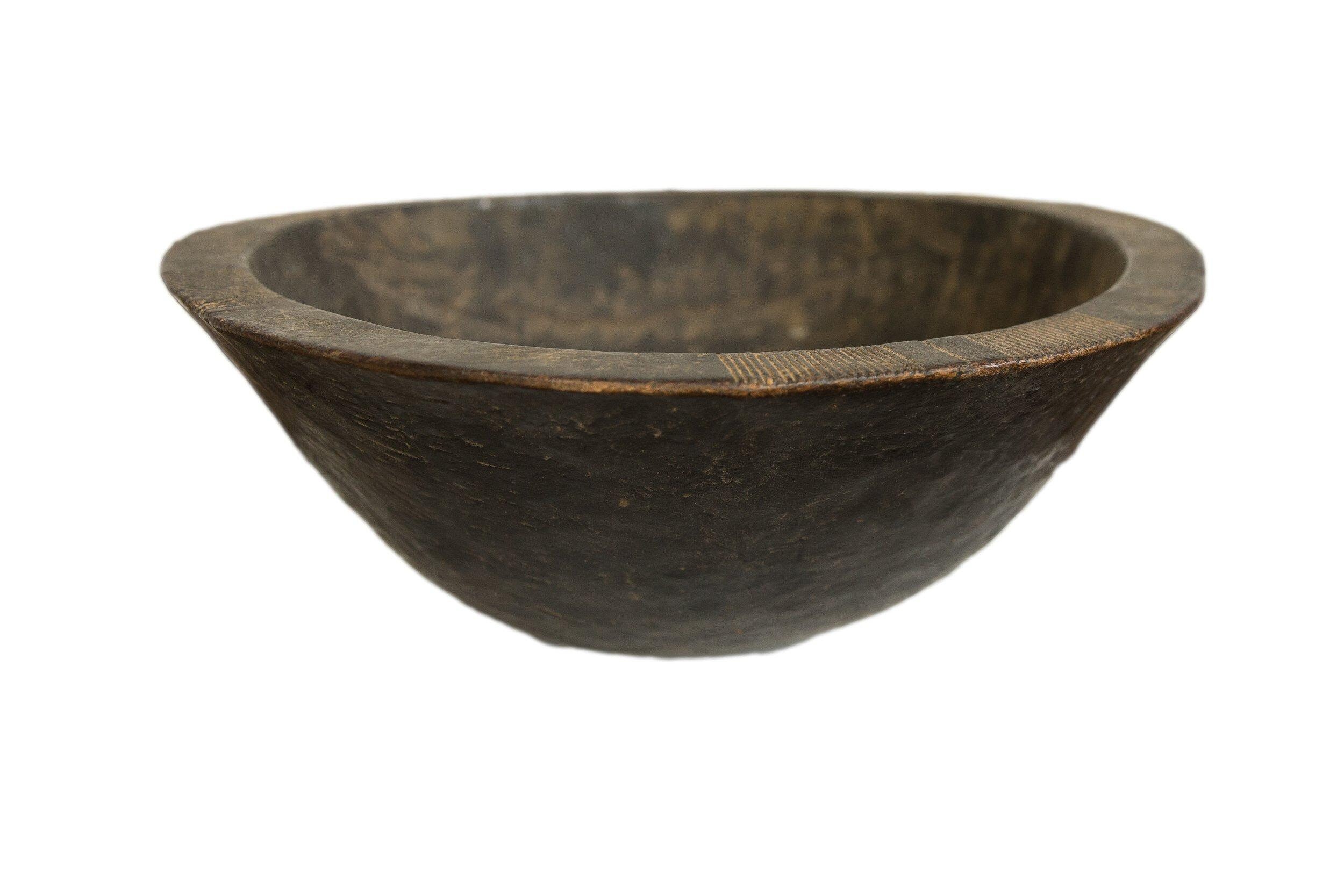 Vintage African Black Wooden Bowl Etsy