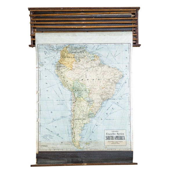 DISCOUNTED Crams 1938 Edition Vintage Pulldown Map Of South America