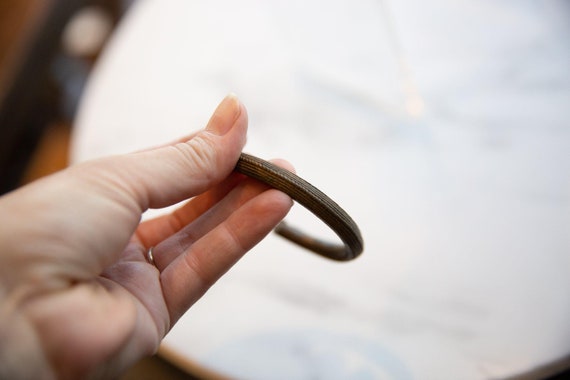 Antique African Bronze Striped Cuff Bracelet - image 6