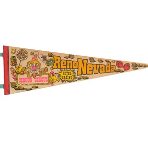 Vintage Reno Nevada Felt Flag