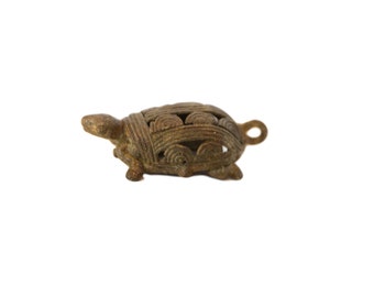 Vintage African Large Bronze Wire Design Turtle Pendant