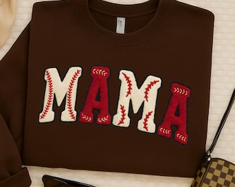 Retro Baseball Mama png, Chenille Patch Mama Graphic, Vintage Varsity Style Design, Baseball Mom Sublimation, Sports Mom png