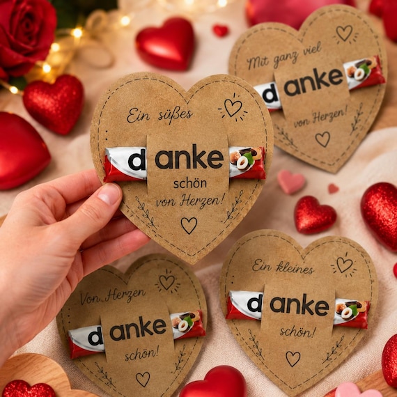 Danke Geschenk Duplo Herzen | DIY Dankeschön Geschenk | Printable Banderole | PDF Sofortdownload | Last Minute Geschenkidee zum Ausdrucken