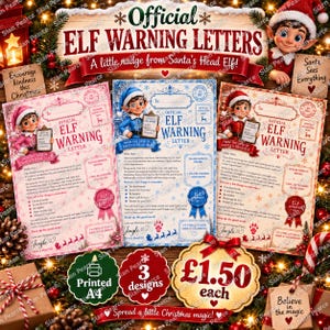 Personalised Elf Warning Letter for Kids – A4 Printed Christmas Letter