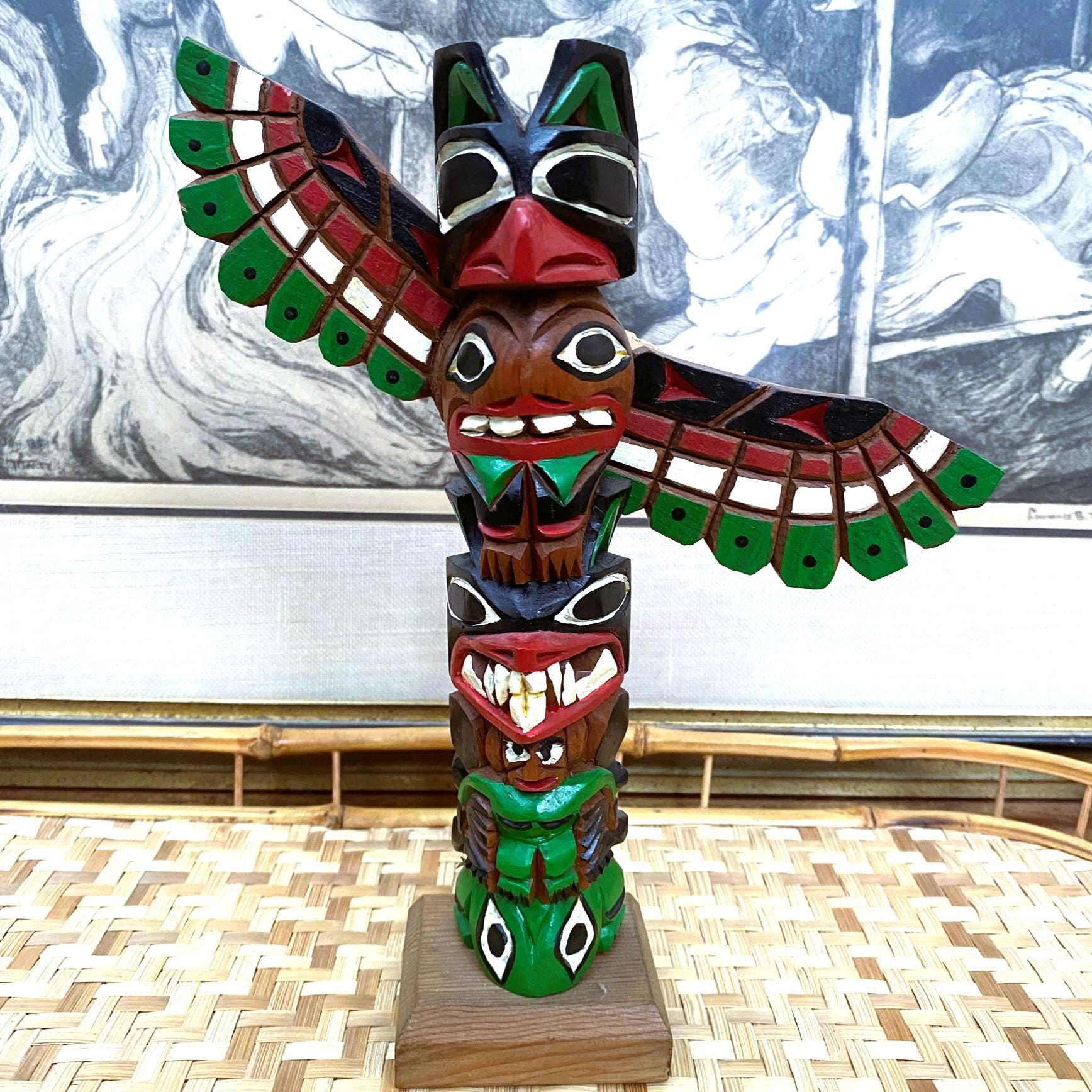 Vintage Thunderbird Totem | Hand-carved & Painted Indigenous