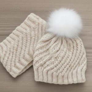 Tilted Tiles Hat and Cowl Knitting Pattern PDF | Lace Knit Beanie & Cowl Set | DK Yarn | Intermediate | Instant Download