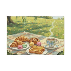 Spring Picnic French Pastries Matte Canvas image 13